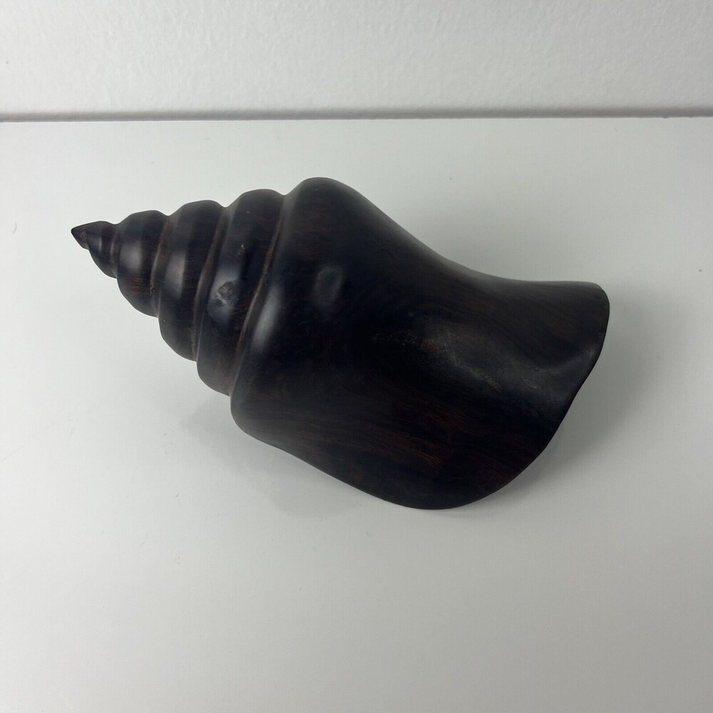 Vintage Wooden Conch Shell Natural Finish Decorative Figural Paper Weight - Picture 5 of 5
